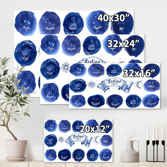 Designart - Collection of Astrology Signs On Blue